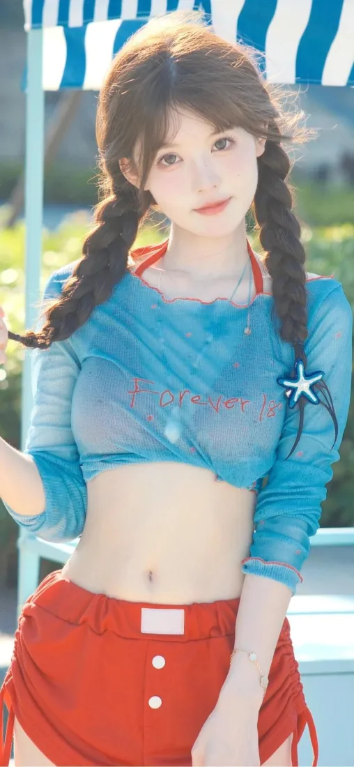 双马尾美女手机壁纸｜户外背景 - 夏日清新穿搭「哲风壁纸」