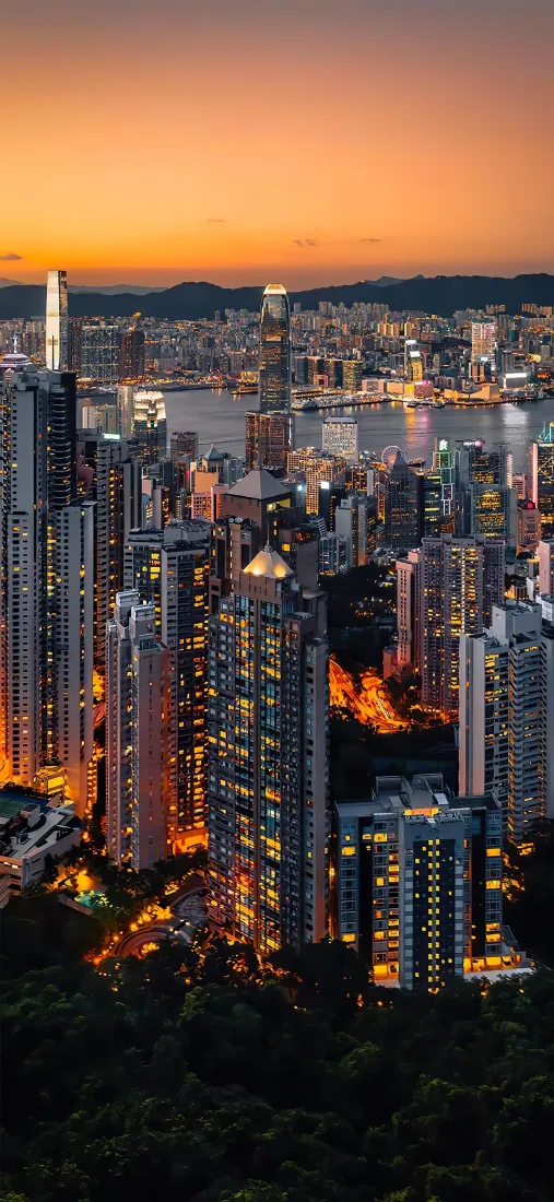 城市夜景手机壁纸｜都市背景图片 - 香港黄昏高楼灯光「哲风壁纸」