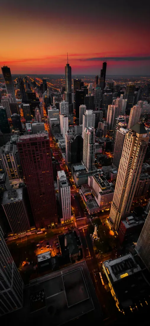 城市天际线手机壁纸｜都市夜景背景图片 - 黄昏晚霞「哲风壁纸」