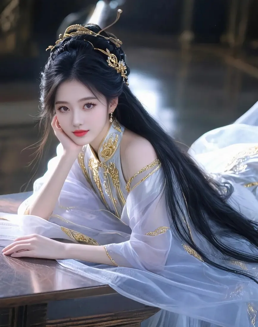 白衣古装美女手机壁纸｜古风室内背景图片 - 白色纱裙「哲风壁纸」