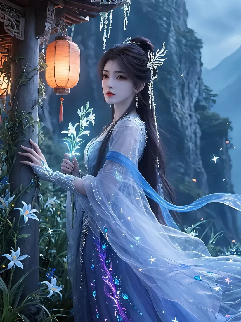 古装美女手机壁纸｜古风背景图片 - 仙侠山水灯笼花草「哲风壁纸」