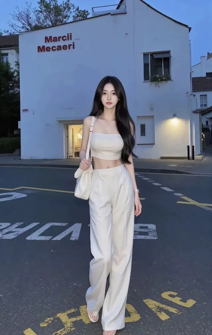 美女手机壁纸｜街头背景图片 - 浅色穿搭 气质「哲风壁纸」