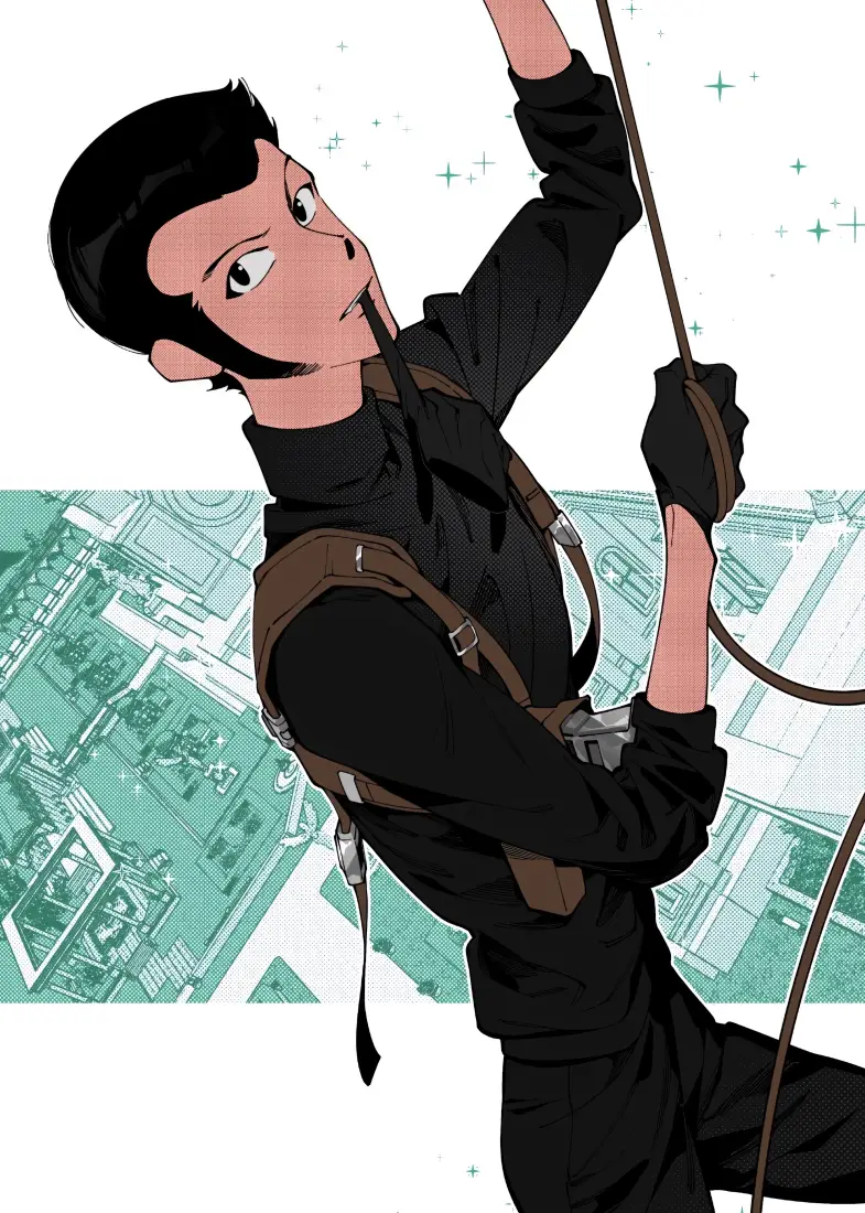 鲁邦三世手机壁纸｜攀爬背景图片 - 黑色服装「哲风壁纸」