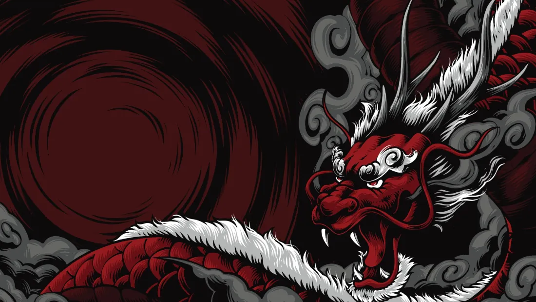 2k红龙壁纸｜红色背景图片 - 艺术龙「哲风壁纸」