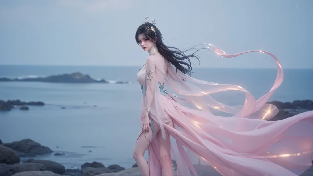 3k李慕婉壁纸｜仙逆背景图 - 粉色古风海边「哲风壁纸」