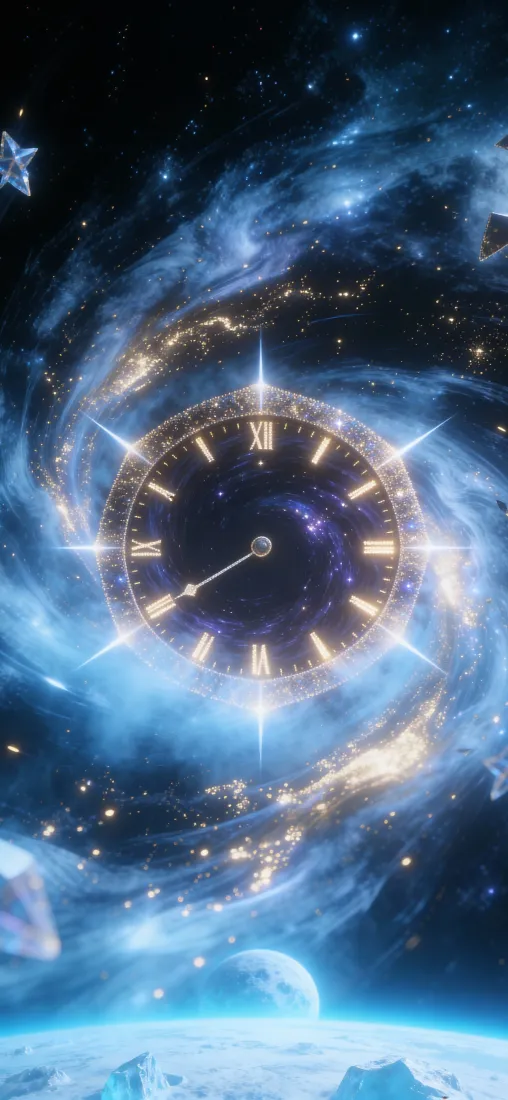 科幻星云时钟手机壁纸｜星空背景 - 时间流逝「哲风壁纸」