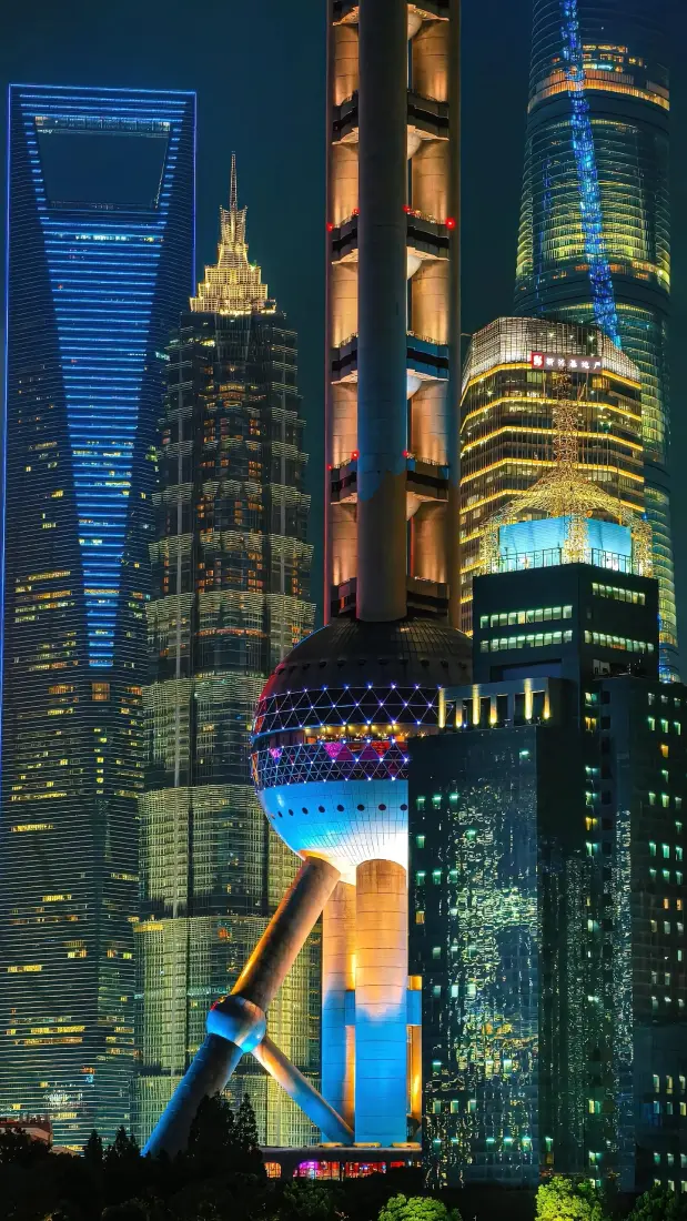 东方明珠夜景手机壁纸｜上海陆家嘴背景图片 - 摩天大楼「哲风壁纸」