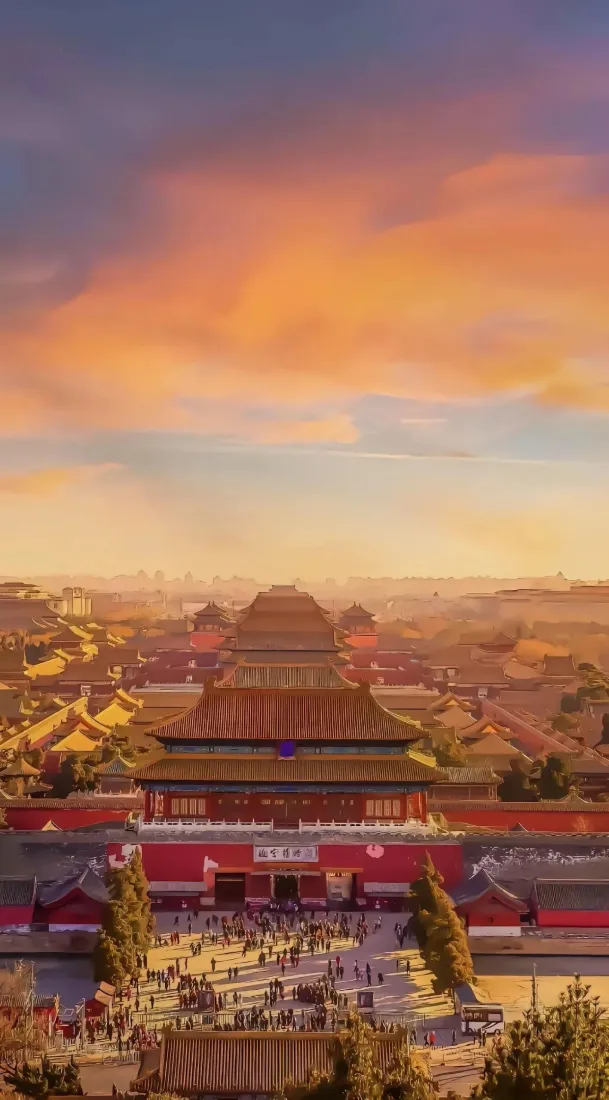 北京故宫雪景手机壁纸｜故宫晚霞背景图片 - 古建筑「哲风壁纸」