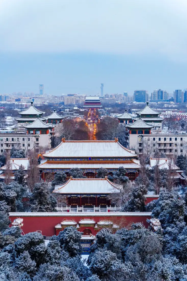 北京雪景手机壁纸｜北京雪景背景图片 - 红墙古建筑雪景「哲风壁纸」