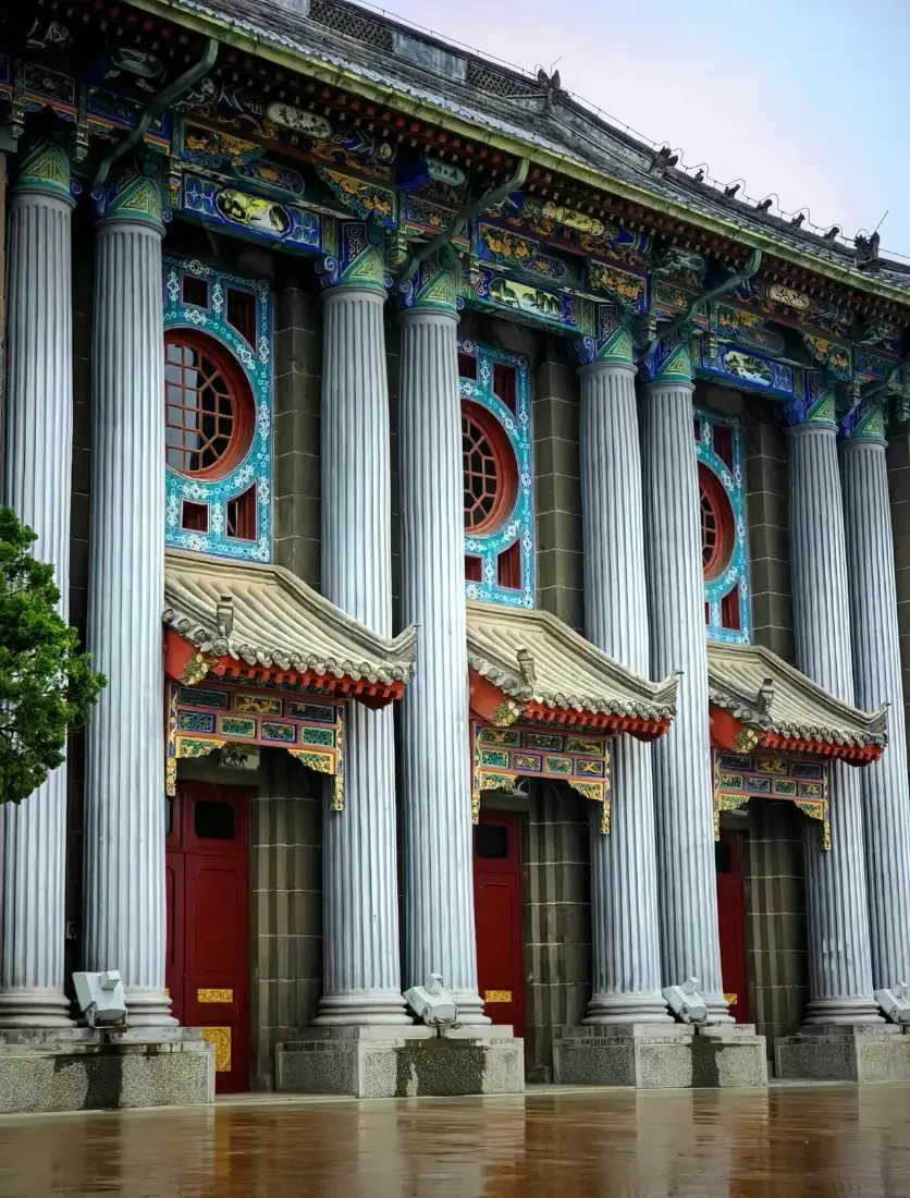 中式建筑手机壁纸｜传统风格背景图片 - 红色大门「哲风壁纸」