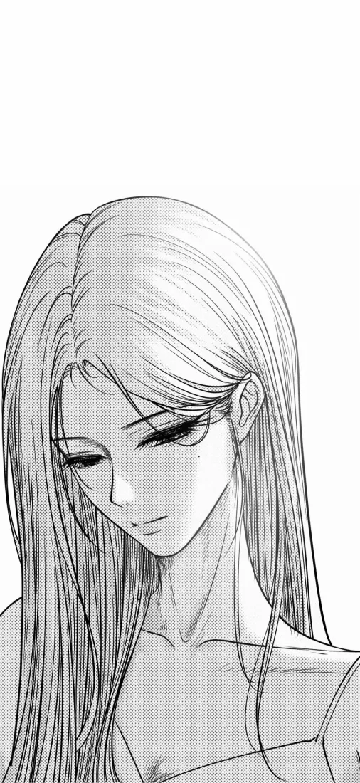 动漫少女线稿手机壁纸｜黑白简约背景图片 - 长发少女「哲风壁纸」
