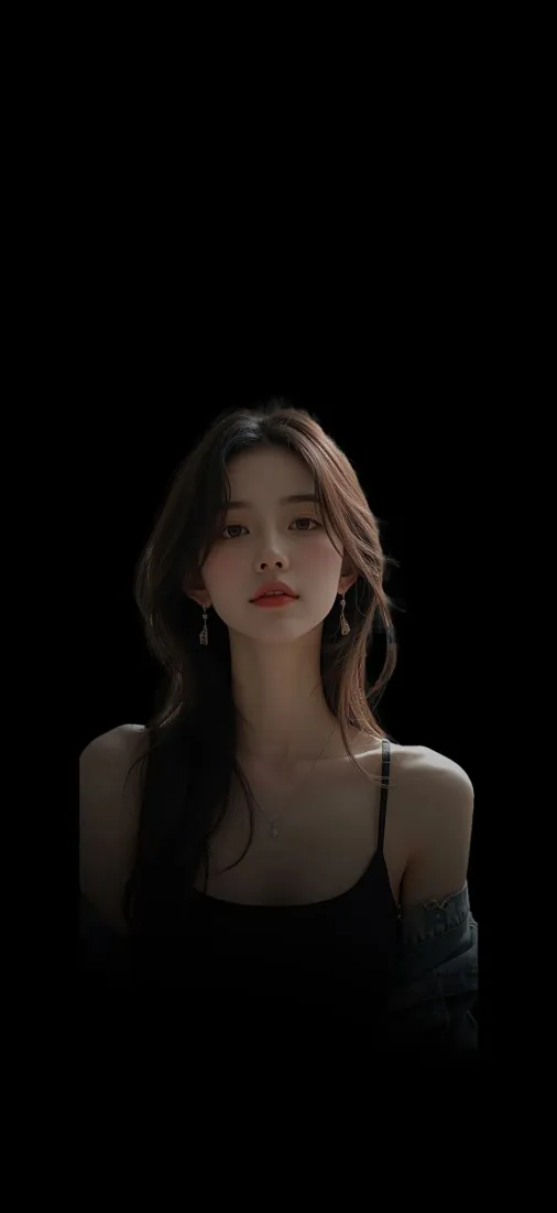 冷艳美女手机壁纸｜黑色背景图片 - 时尚气质美女「哲风壁纸」