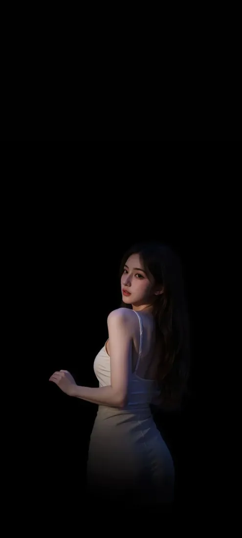 白衣美女手机壁纸｜黑色背景图片 - 优雅气质「哲风壁纸」