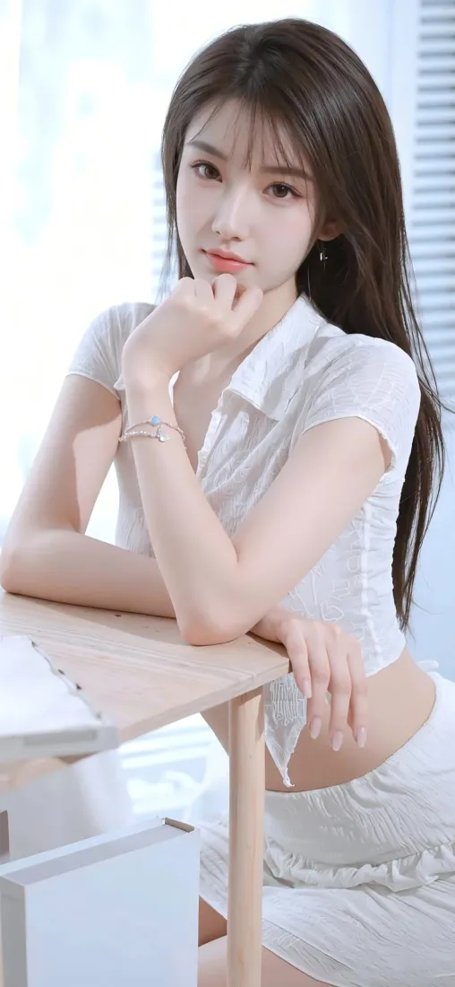 白衣美女手机壁纸｜室内背景图片 - Ios「哲风壁纸」