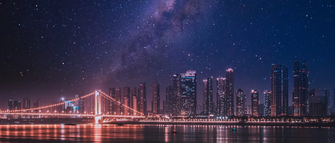 7k城市星空夜景壁纸｜桥梁摩天楼背景图片 - 夜晚「哲风壁纸」