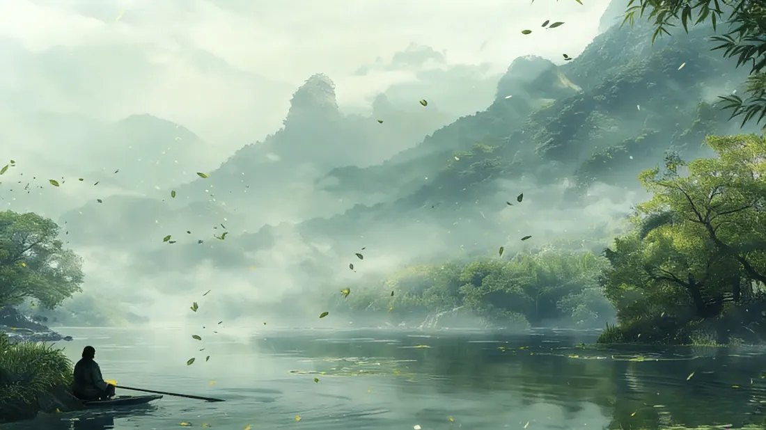 3k古风水墨壁纸｜湖水背景图片 - 山水意境「哲风壁纸」