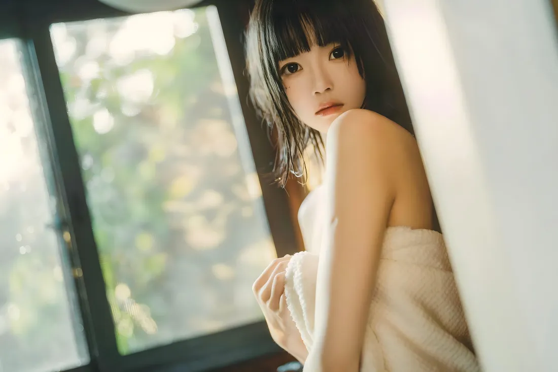 7k女孩写真壁纸｜窗边背景图片 - 居家清新自然光线「哲风壁纸」