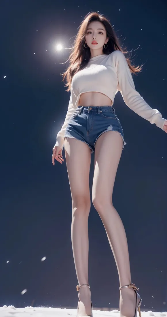 白衣美女手机壁纸｜夜空背景图 - 性感时尚穿搭「哲风壁纸」