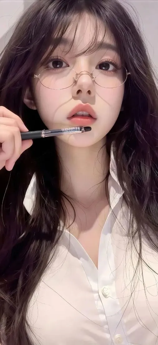 美女手机壁纸｜白衬衫背景图片 - 精致妆容「哲风壁纸」