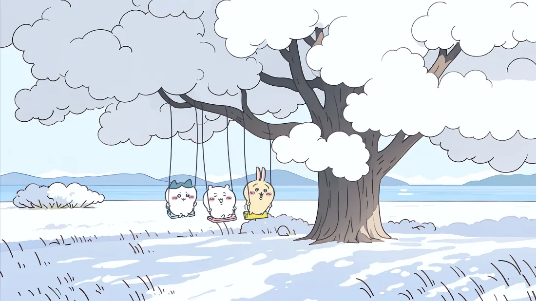 2kChiikawa壁纸｜雪地秋千背景 - 可爱小动物「哲风壁纸」
