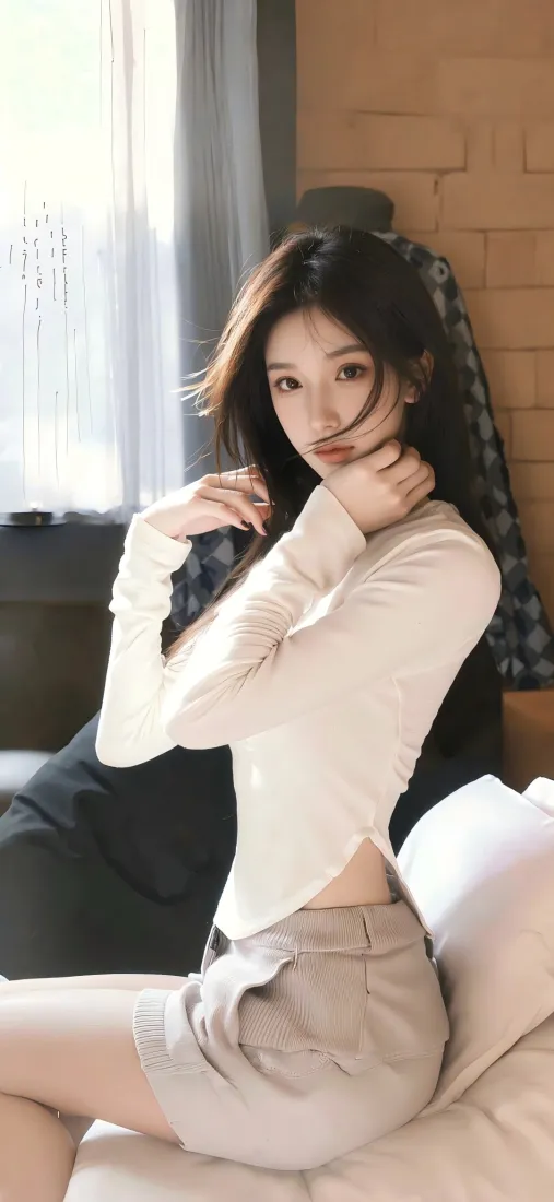 白衣美女手机壁纸｜居家背景图片 - 时尚穿搭「哲风壁纸」