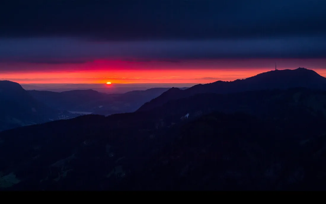 3k日落山峦壁纸｜晚霞背景图片 - 自然风景「哲风壁纸」