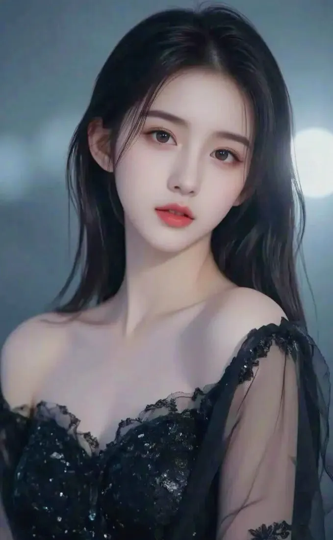 黑衣美女手机壁纸｜黑色蕾丝裙背景图 - 高级红唇「哲风壁纸」