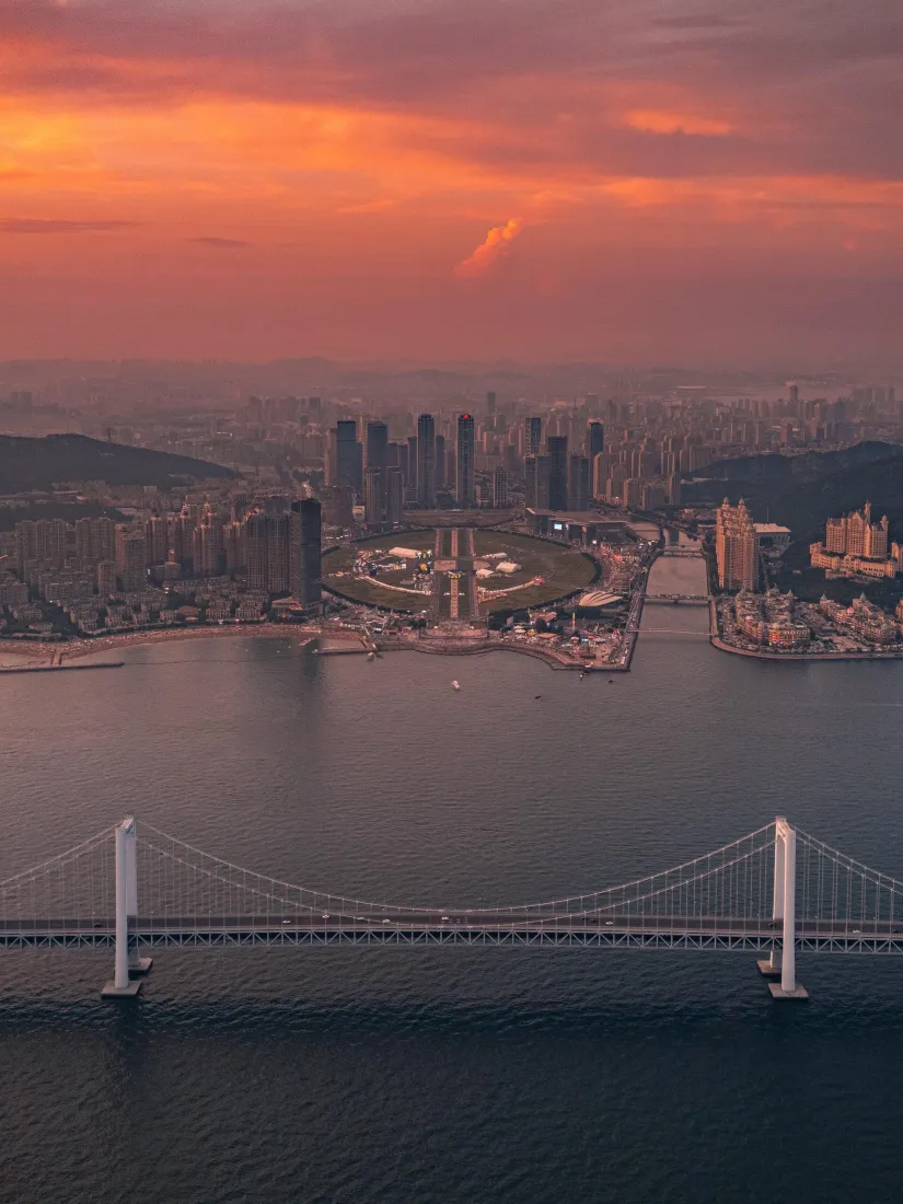 大连跨海大桥手机壁纸｜大连黄昏背景 - 中国「哲风壁纸」