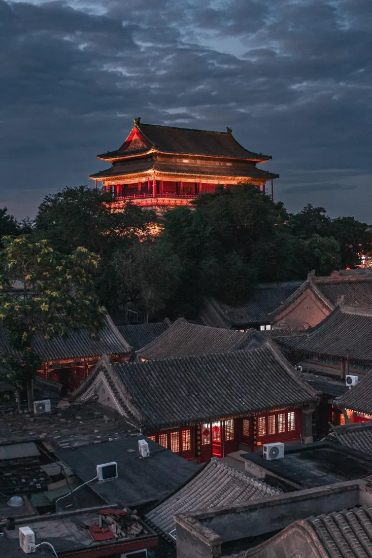北京古建筑手机壁纸｜夜景背景图片 - 红墙「哲风壁纸」