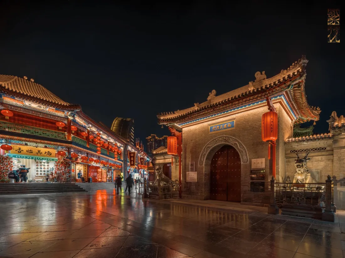 3k天津古建筑夜景壁纸｜中式建筑背景图片 - 红灯笼「哲风壁纸」