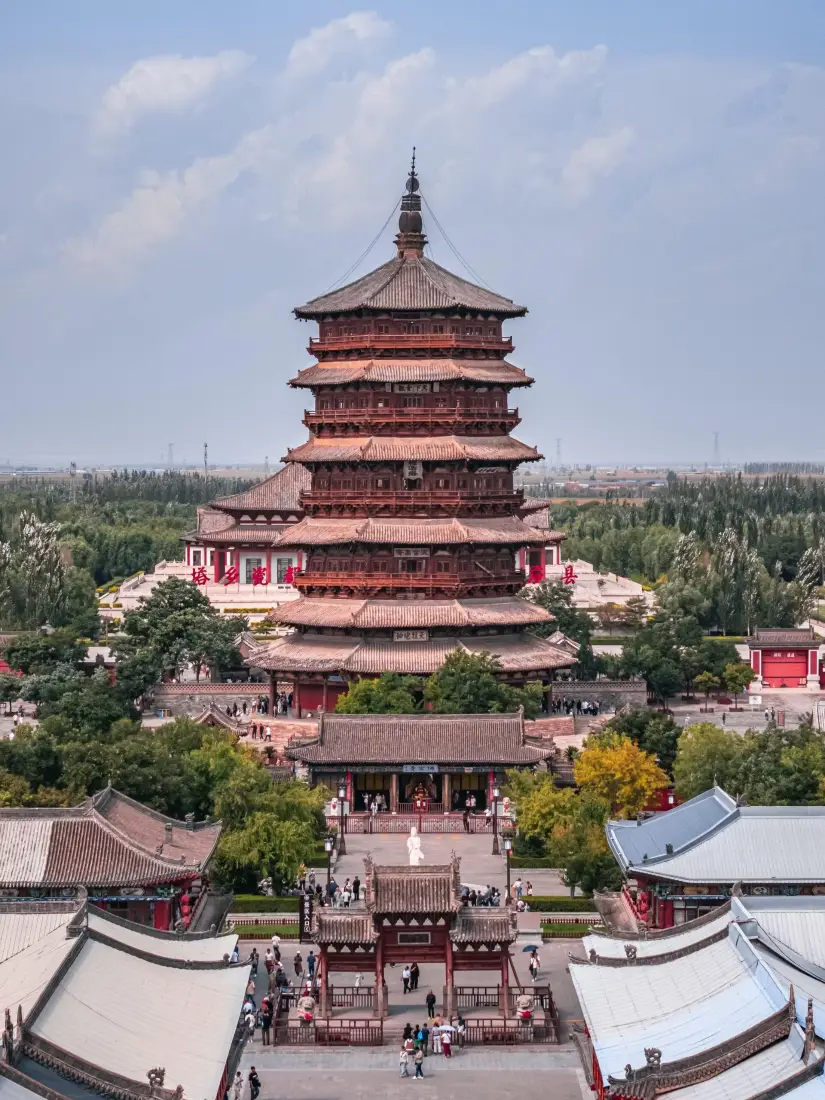 大同古塔手机壁纸｜山西背景图片 - 木结构佛塔园林「哲风壁纸」