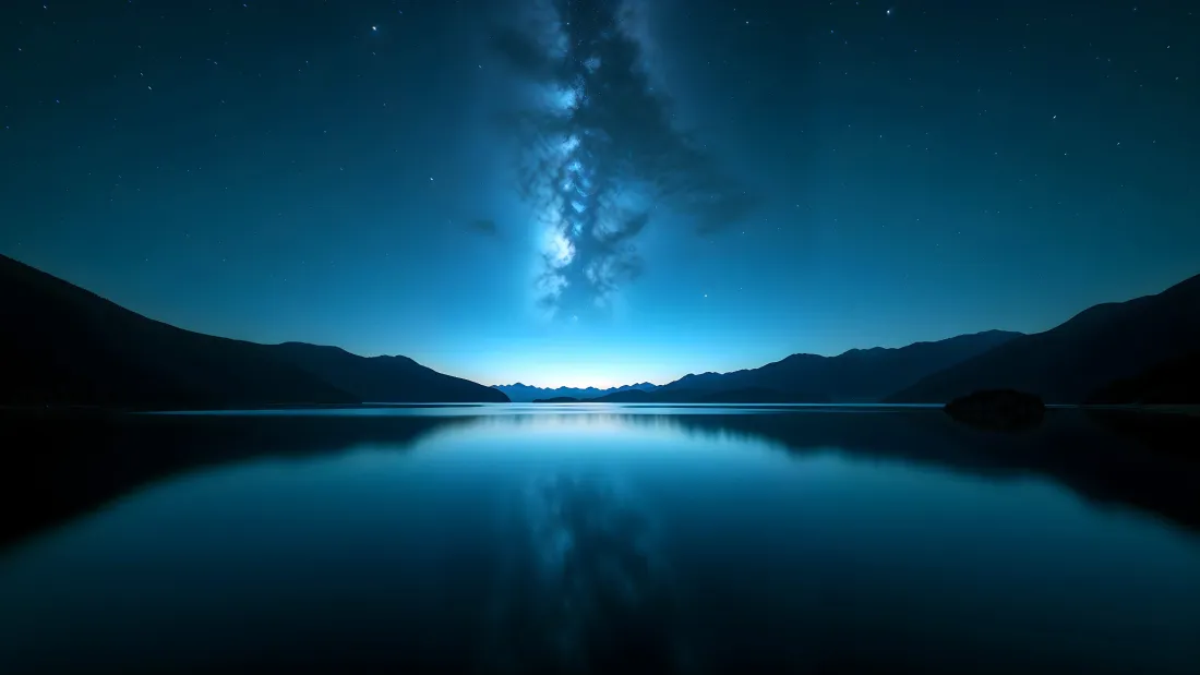 4k星云银河壁纸｜夜空湖面背景 - 夜晚山脉倒影「哲风壁纸」