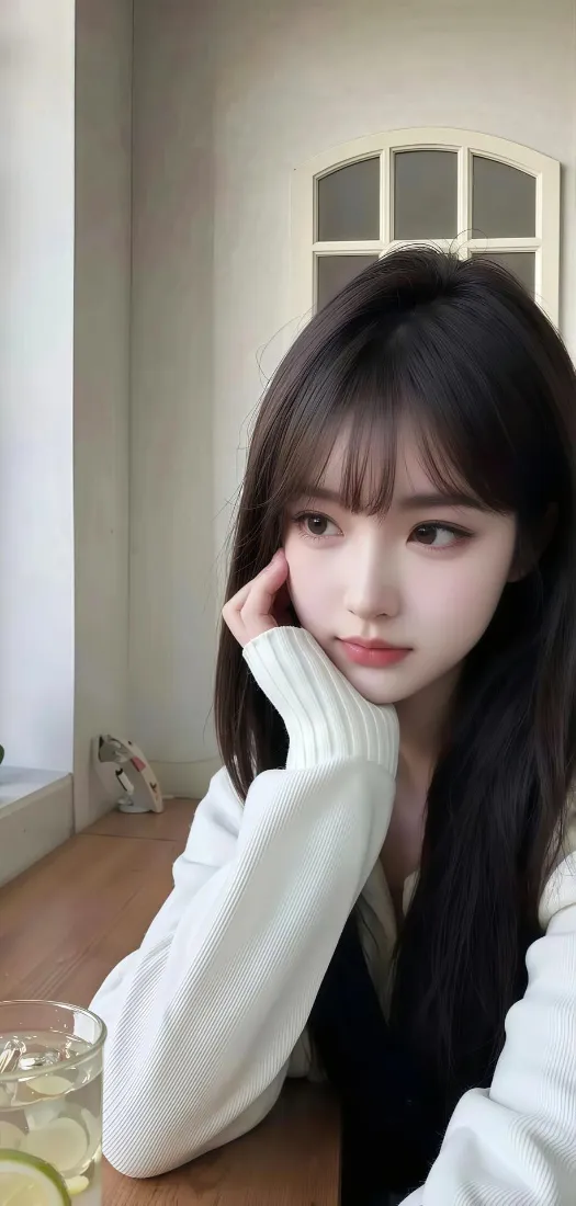 白衣美女手机壁纸｜室内背景图片 - 清纯少女「哲风壁纸」