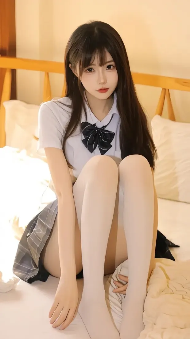 JK美女手机壁纸｜卧室背景图片 - 白丝校服少女「哲风壁纸」