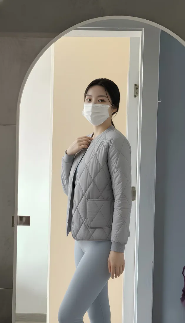 居家穿搭女性手机壁纸｜室内拱门背景图片 - 紧身「哲风壁纸」