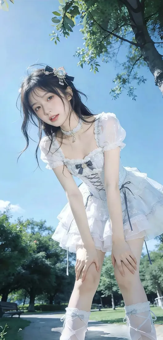 白衣美女手机壁纸｜户外背景图片 - 清新夏日「哲风壁纸」