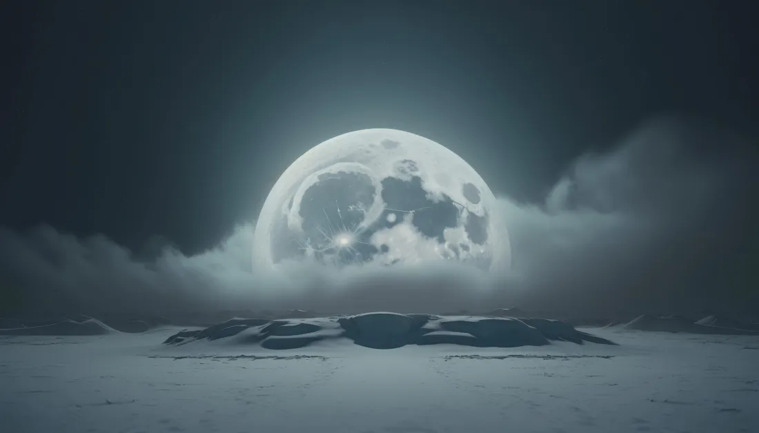 5k月球壁纸｜月夜雪景背景图片 - 治愈平静「哲风壁纸」