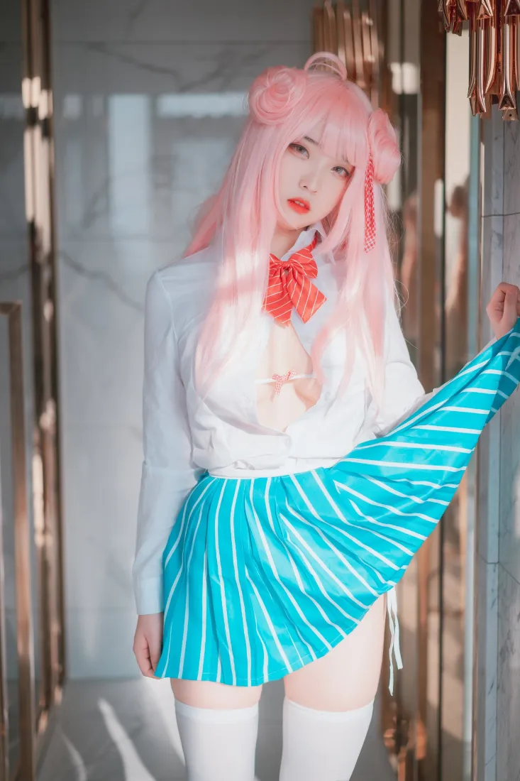 粉色头发女孩手机壁纸｜居家背景图片 - cosplay「哲风壁纸」