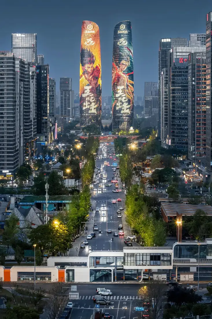 天府双塔手机壁纸｜成都夜景背景图片 - 都市夜景风光「哲风壁纸」