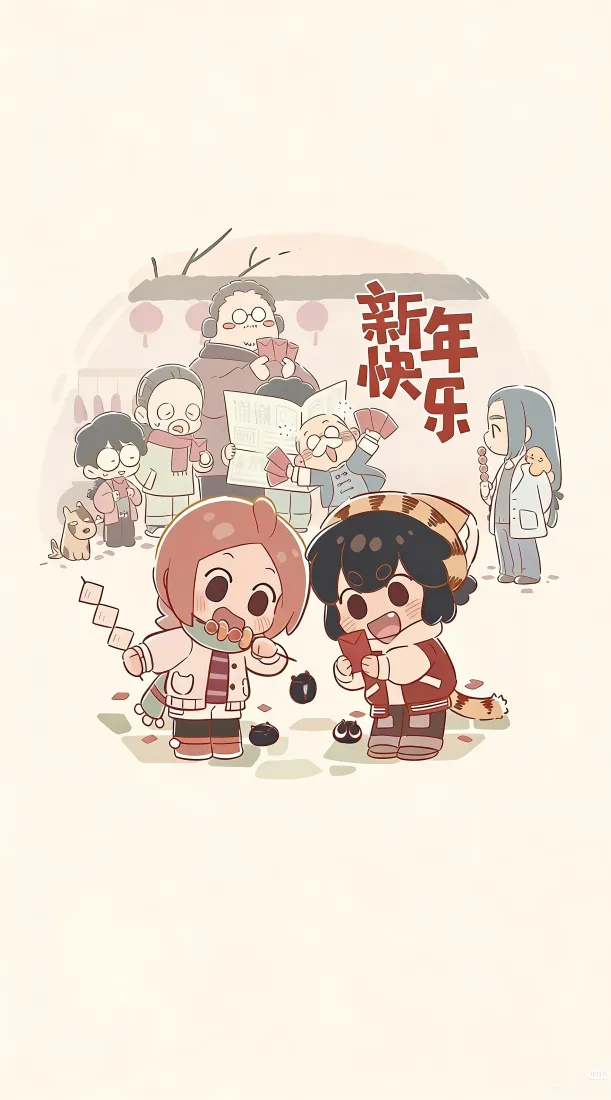 罗小黑战记手机壁纸｜新年背景图片 - 简约可爱贺岁「哲风壁纸」