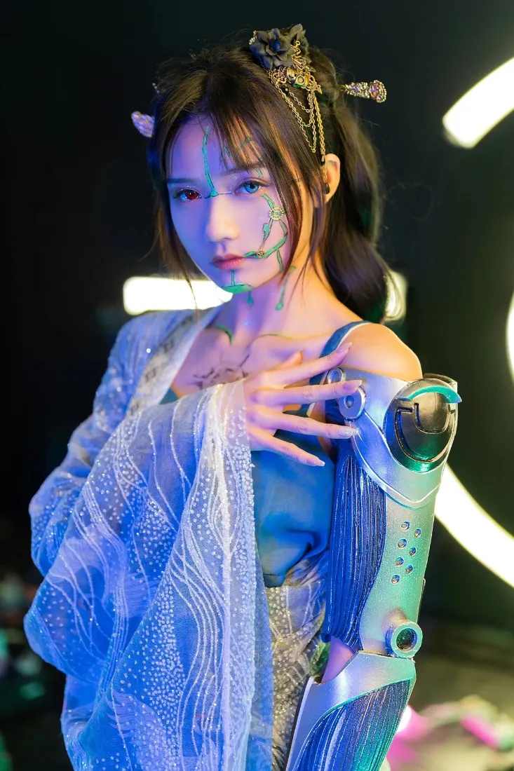赛博朋克机械臂美女手机壁纸｜未来科技背景 - 古风融合「哲风壁纸」
