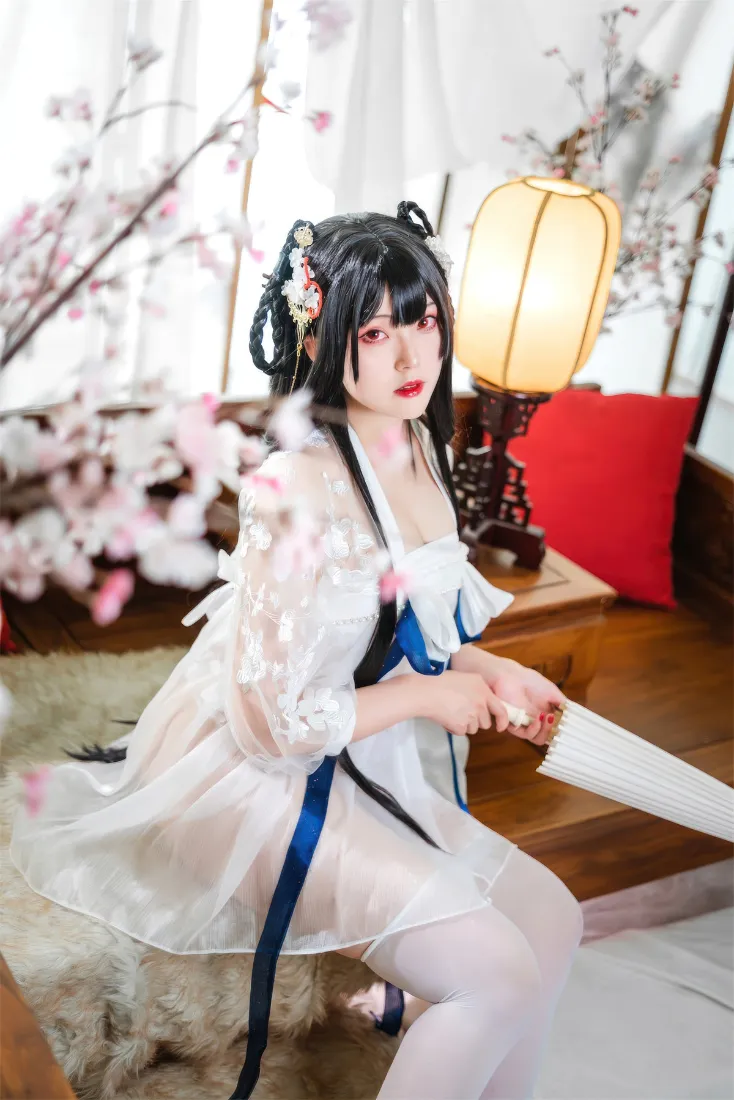 古风美女手机壁纸｜白色背景图 - 角色扮演樱花「哲风壁纸」