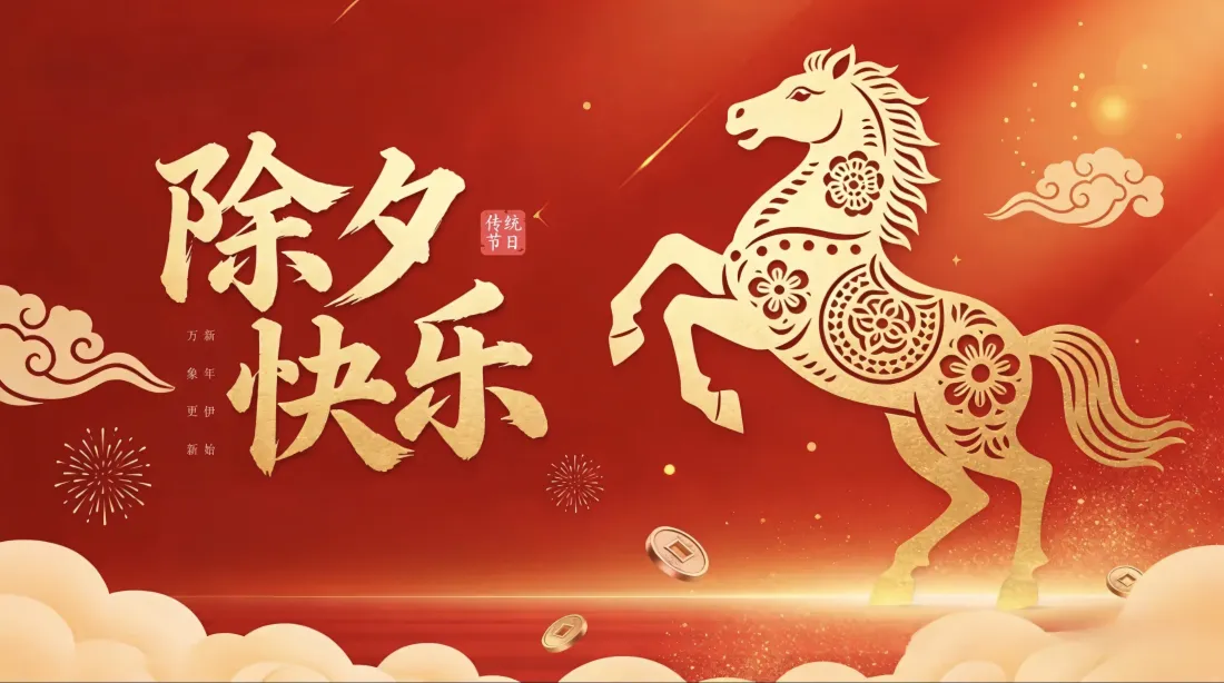 5k马年除夕壁纸｜红色背景图片 - 祥云剪纸马「哲风壁纸」