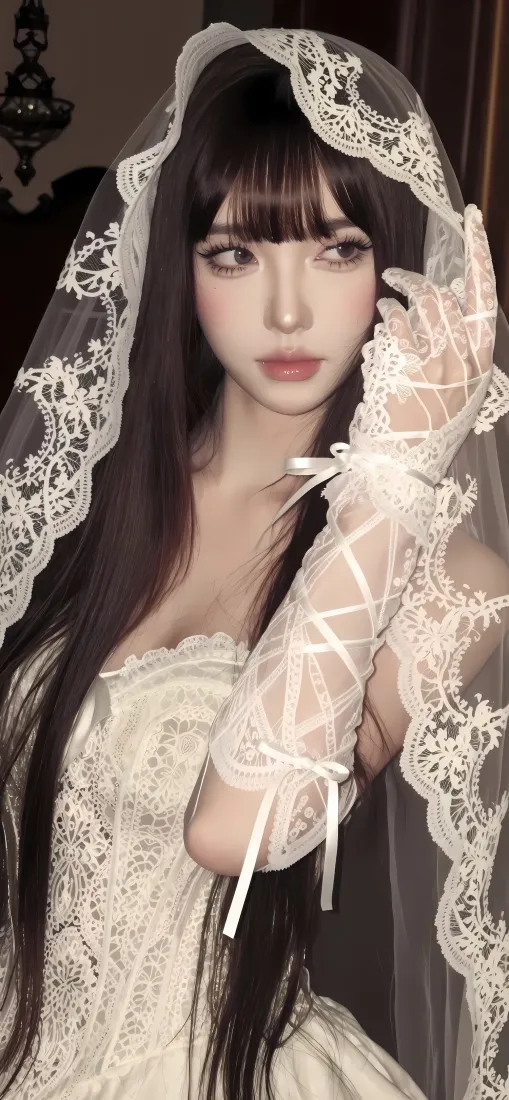 婚纱美女手机壁纸｜蕾丝婚纱背景图片 - 优雅新娘「哲风壁纸」