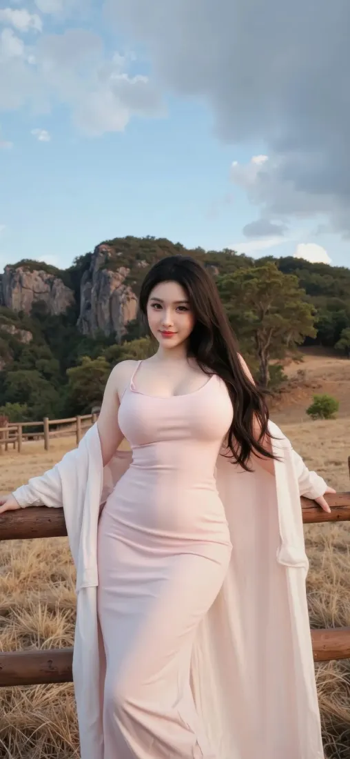 浅粉长裙美女手机壁纸｜自然风景背景图片 - 户外「哲风壁纸」
