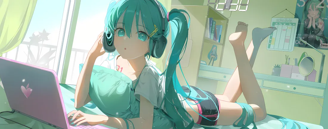 4k初音未来壁纸｜房间背景图片 - 慵懒居家「哲风壁纸」