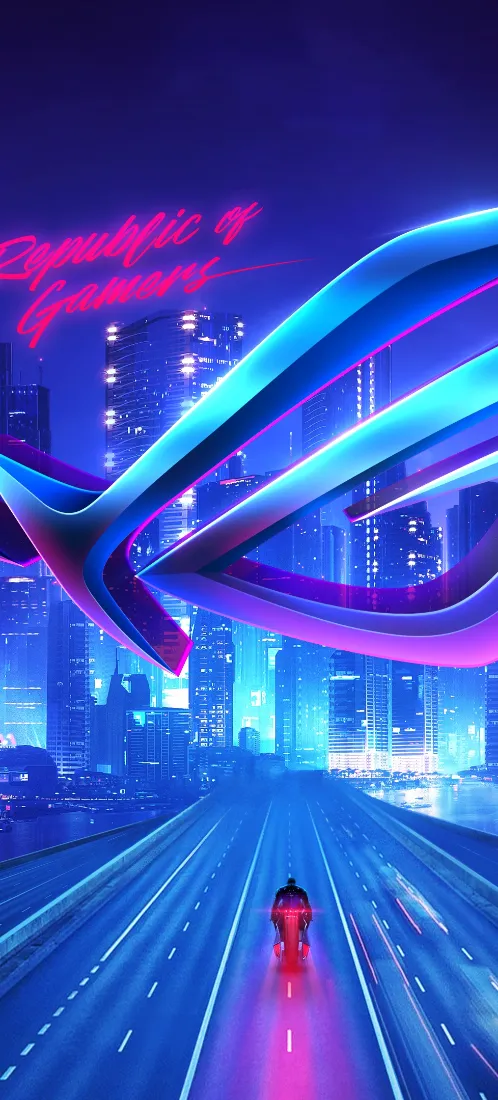 摩托车手机壁纸｜赛博都市背景图片 - 霓虹科幻风「哲风壁纸」