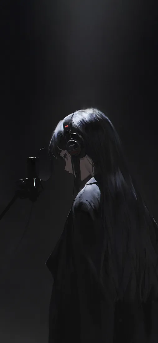 暗黑收音室手机壁纸｜人物剪影背景图片 - 氛围感「哲风壁纸」