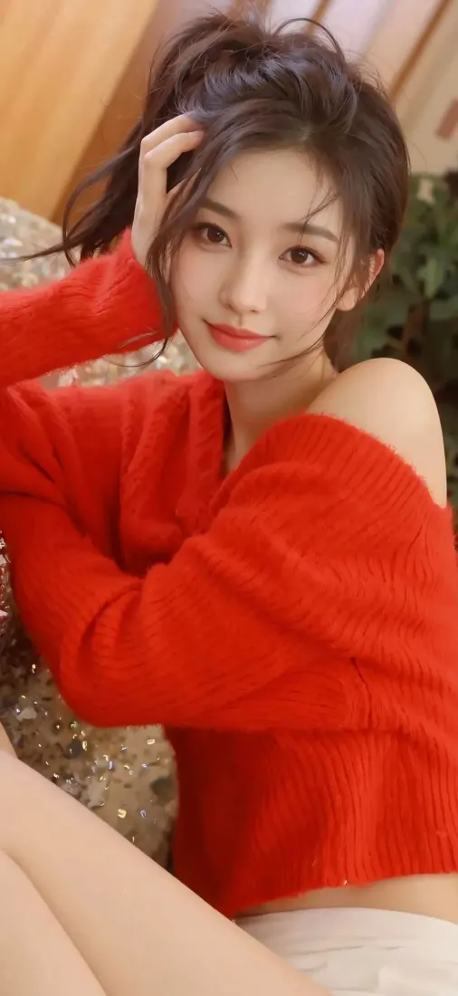 红衣美女手机壁纸｜居家背景图片 - Ios适配「哲风壁纸」