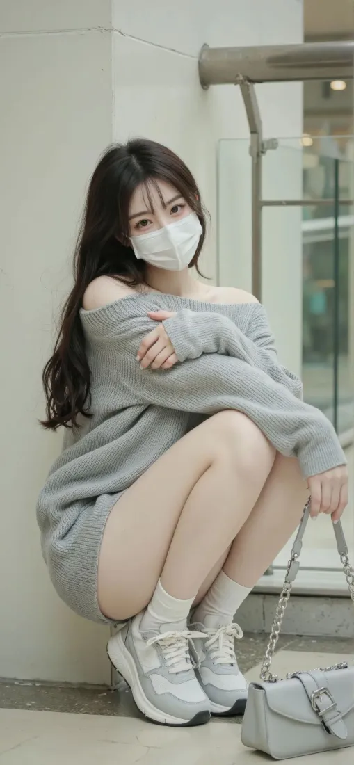 口罩美女手机壁纸｜街头背景图片 - 简约Ios风「哲风壁纸」